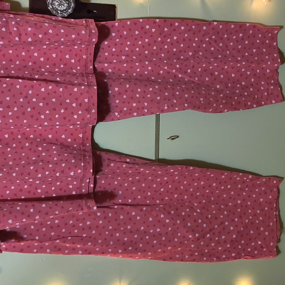 Women's Cuddle Down 100% Pima L Pink Heart Dot Semi Sleeve Pajama Set - Picture 8 of 13